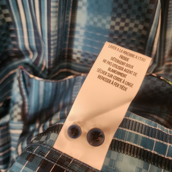 Robert Graham Blue Plaid Abstract 100% Cotton Button Down Shirt Mens 2XL - Picture 5 of 6